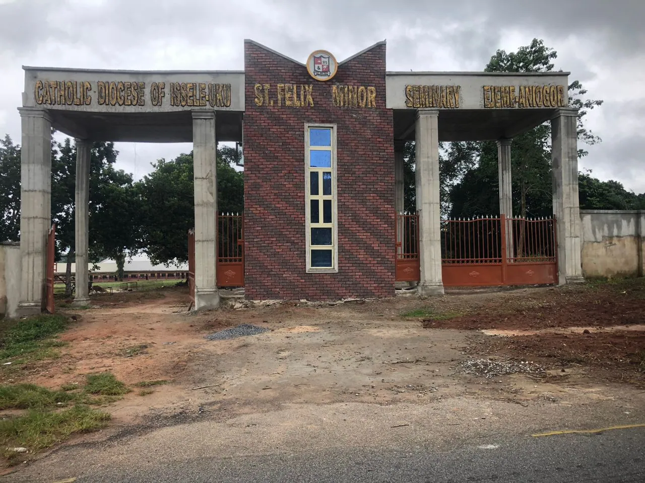The completed main gate of St. Felix Minor Seminary, Ejeme-Aniogor